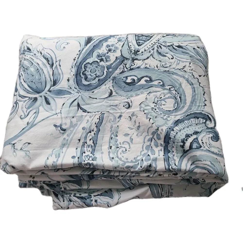 Pottery Barn JOLIE KING Duvet Cover + 1 pillow case Paisley Blue White Cotton